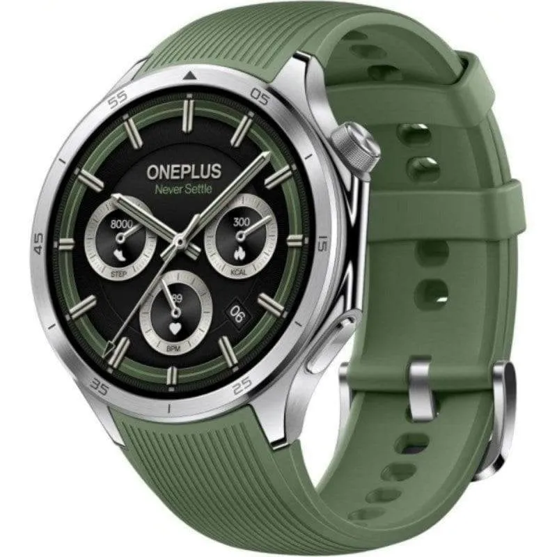 OnePlus Watch 3 GPS NFC 46mm AMOLED Acciaio Argento Cinturino Verde Resistenza Acqua 5ATM+IP68