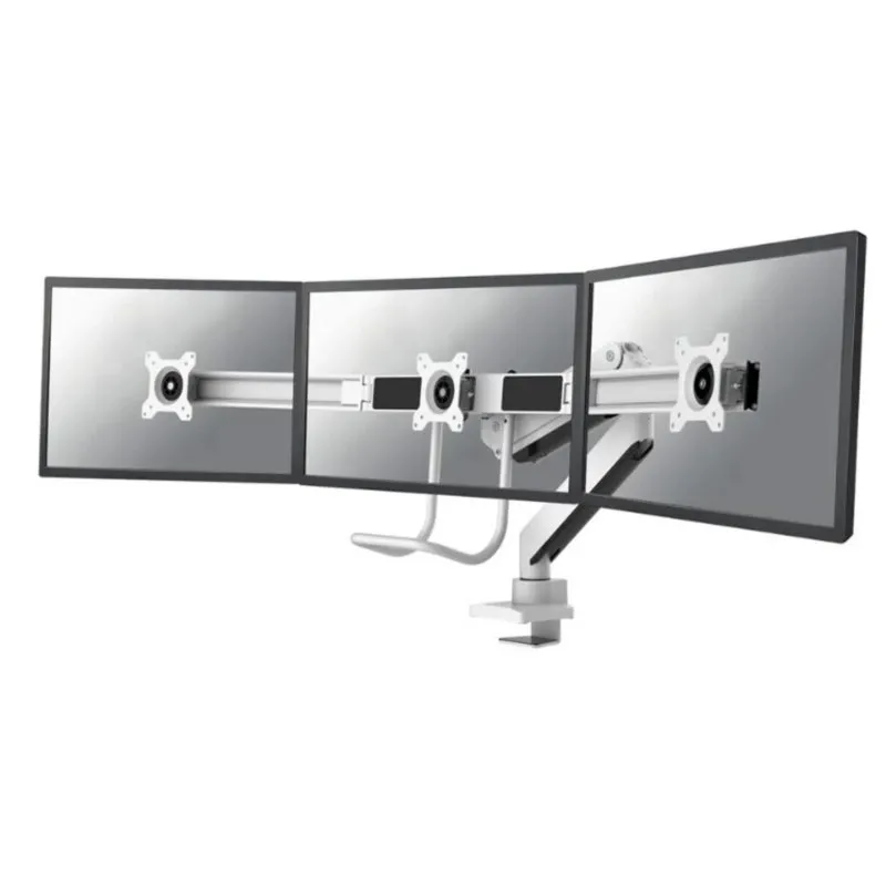 Supporto da scrivania per 3 monitor regolabile in altezza con molla a gas, bianco, montaggio clamp/bolt-through, compatibilità VESA 75x75/100x100, Neomounts NM-D775DX3WHITE
