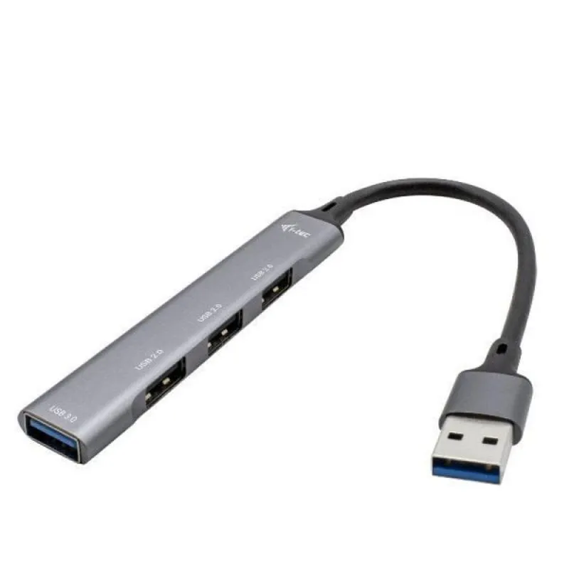 Hub USB 4 Porte i-tec Metal USB 3.0 1x USB 3.0 + 3x USB 2.0 Metallo Autoalimentato 0,19 m