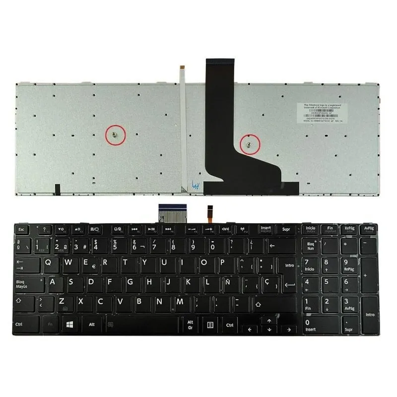 Tastiera per laptop Toshiba Satellite S50-a S50d-a S50dt-a S50t-a S55-a, nera, retroilluminata