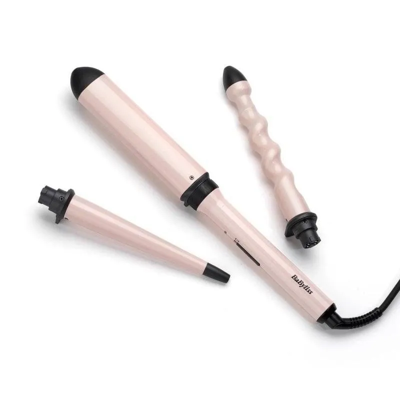 Arricciacapelli BaByliss Curl & Wave Trio Ceramica 180°C-210°C 2 Impostazioni 3 Testine Rosa