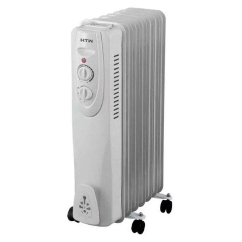 Stufa Elettrica ad Olio HTW RAD71500F1 1500W Compatta con Termostato e Ruote