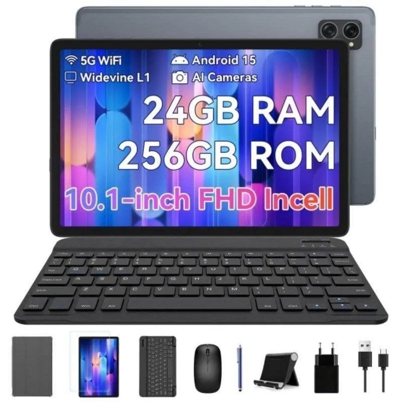 Tablet KINGRID T20 WiFi 10,1" 24GB 256GB Grigio con Tastiera e Stylus Pen