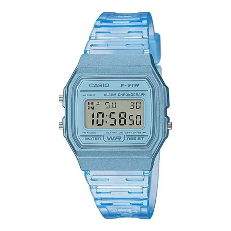 Orologio Casio Collection F-91WS-2EF digitale blu resistente acqua donna