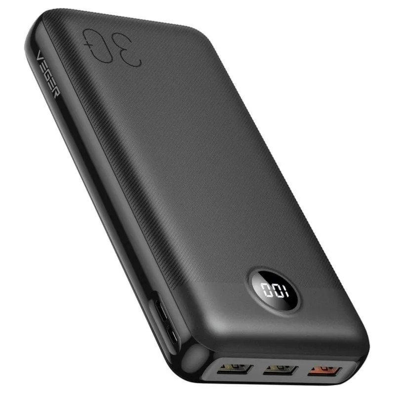 Power bank Veger L30 VG-W3008PD-L30 30000mAh Carica Rapida LCD Nero