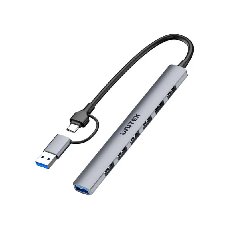 Hub UNITEK 7 porte 5000 Mbit/s modello H1209AGY01 corpo alluminio
