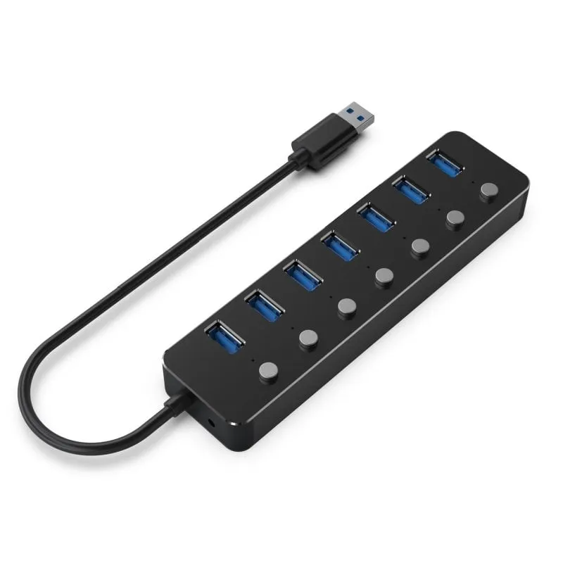 Hub Gembird 7 porte 5000 Mbit/s UHB-U3P7P-01 pulsanti ON/OFF LED