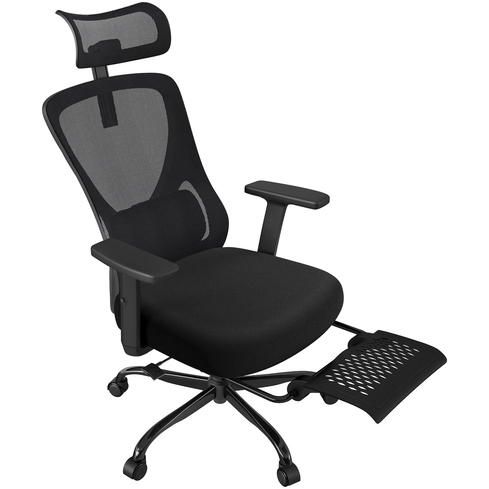 Yaheetech Poltrona/Sedia Ufficio Bloccabile Ergonomica con Poggiapiedi Nera