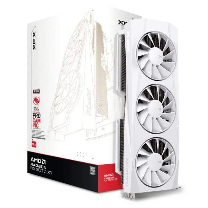 Scheda Video XFX Radeon RX 9070 XT 16GB GDDR6 Quicksilver White Edition