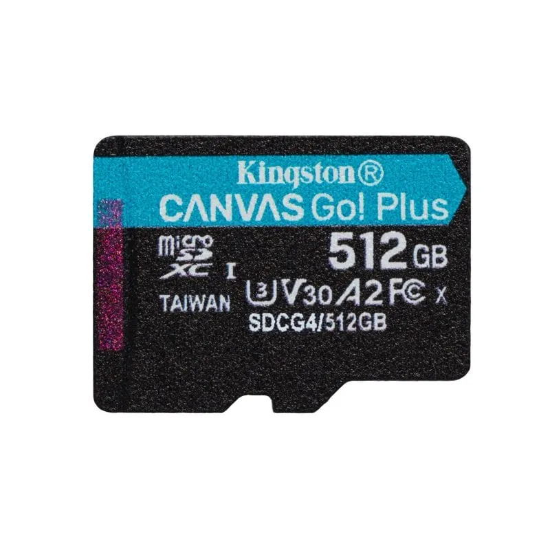 Scheda MicroSD Kingston Canvas Go Plus Gen4 512GB 200MB/s UHS-I U3 V30 A2