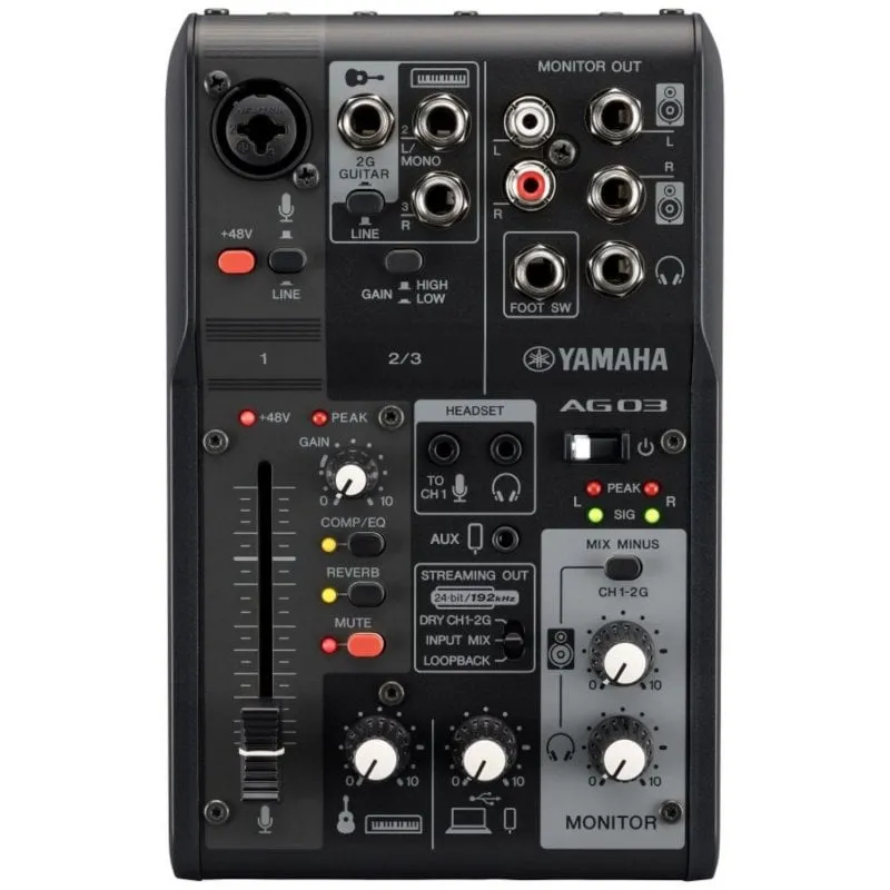 Mixer Yamaha AG03MK2 3 canali 24 bit 192 kHz Nero USB