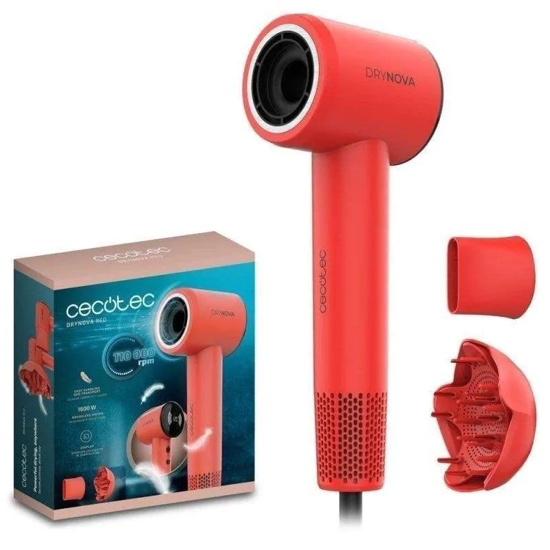 Phon Ionico Compatto Cecotec DryNova Red Spark 1600W 4 Temperature 2 Velocità con Accessori Rosso