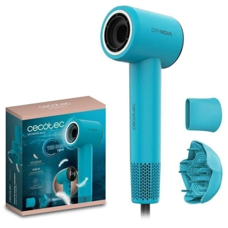 Phon Ionico Compatto Cecotec DryNova Blue Wave 1600W 4 Temperature 2 Velocità Brushless Blu Accessori