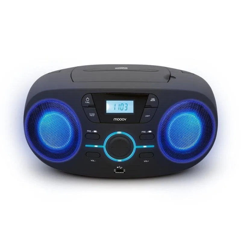 Radio CD Mooov 477415 FM Stereo USB AUX-in Effetti Luminosi 7 Colori
