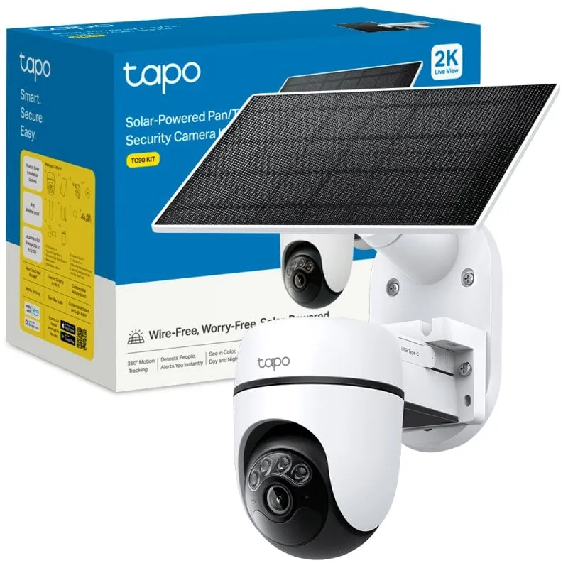 Videocamere di sorveglianza TP-Link Tapo TC90 KIT 2K Visione Notturna Esterna Audio Bidirezionale Sirena Pannello Solare