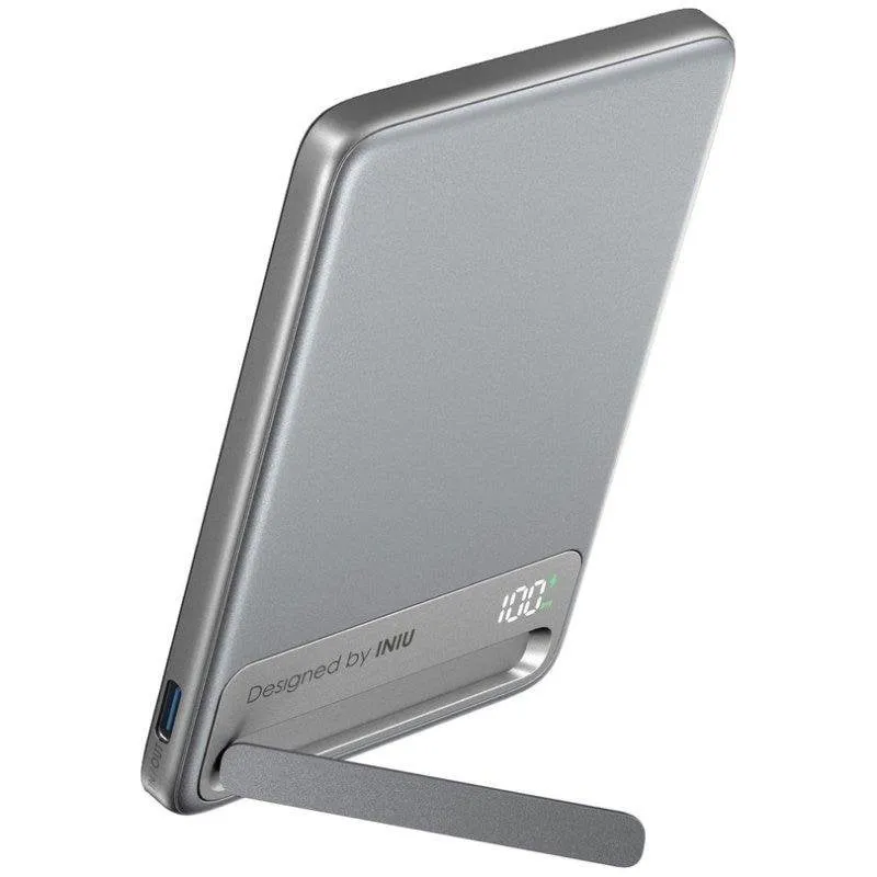 Powerbank INIU MagPro Qi2 Slim 5000mAh 20W Ricarica Wireless Bianco/Argento