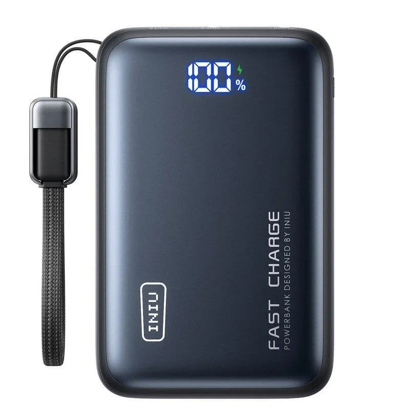 INIU Leopard Power Powerbank 20000mAh 65W Cavo Integrato Nero