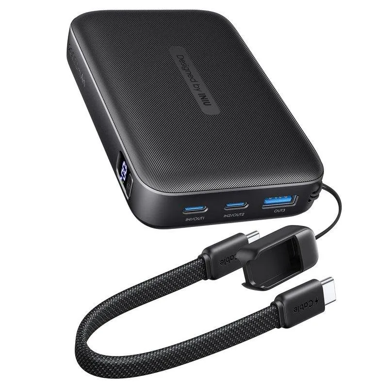 Powerbank INIU Pocket Neo Display 20000mAh 22.5W USB-C Lanyard Nero