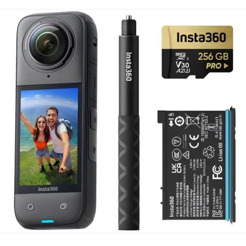 Fotocamera Digitale Compatta Insta360 X4 Adventure Bundle 72 MP Sensore CMOS 8K WiFi Bluetooth Impermeabile Touch