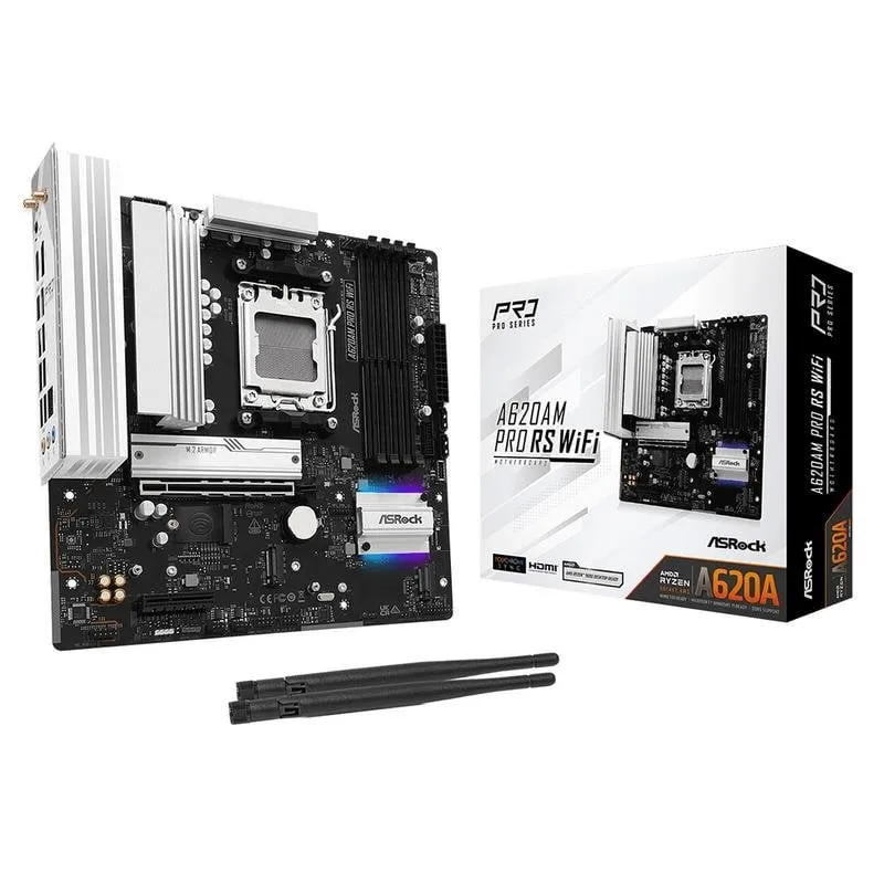 Schede Madri ASRock A620AM PRO RS WIFI A620 AM5 DDR5 micro ATX WiFi 6E 2.5GbE M.2 LED