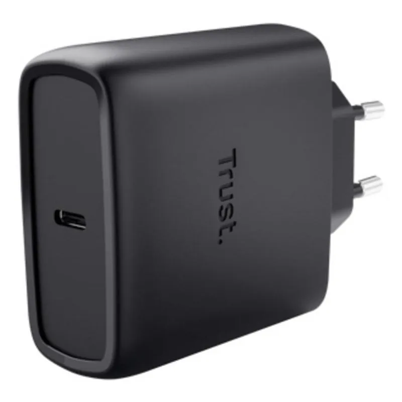 Caricatore Trust Maxo GaN USB-C 65W nero con cavo USB-C 2m ricarica rapida