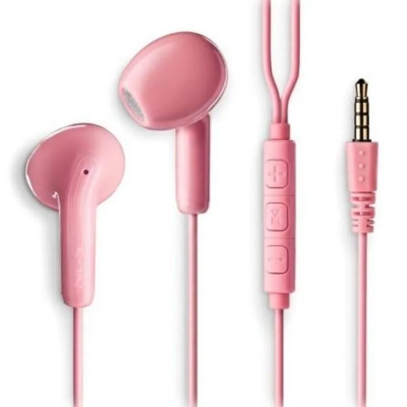 Auricolari NGS Cross Flip con filo Jack 3.5 mm microfono tasto multifunzione rosa