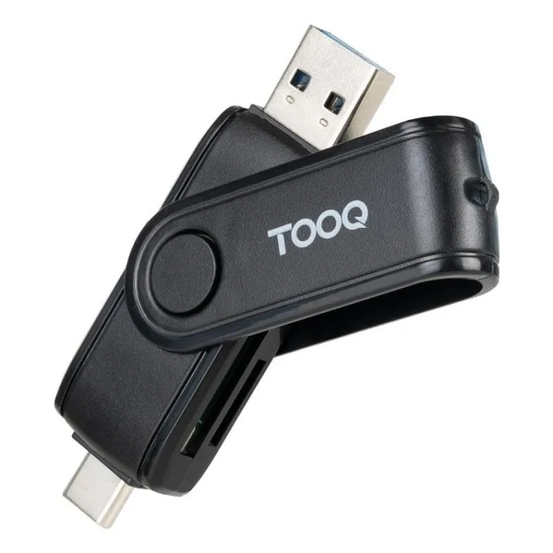 Lettore di Schede TooQ TQR-3003B USB-C 2.0 USB-A 3.0 SD TF Nero