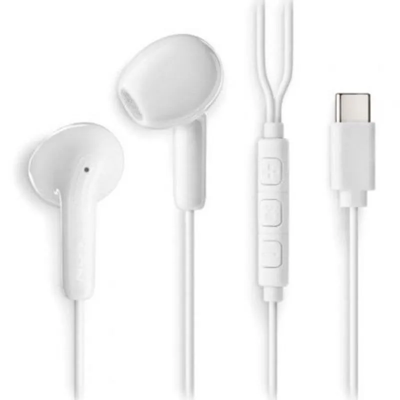 Auricolari NGS Cross Glide con filo USB-C con microfono e controllo bianco