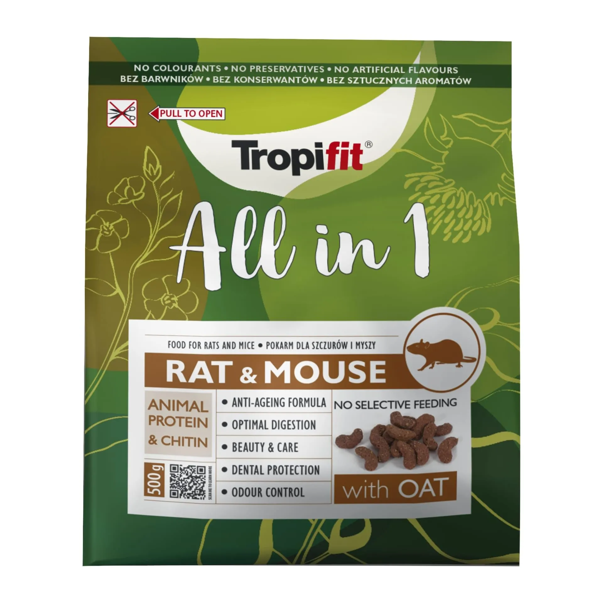 All in 1 Rat & Mouse 500g - Mangime per RATTI E TOPI. Complete alimento estruso, a base di chicchi di cereali e semi, con proteine animali e chitina