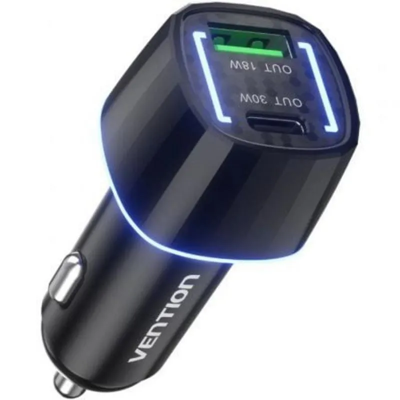 Caricatore Auto Vention FFRB0 48W USB-C USB-A Doppia Porta Nero