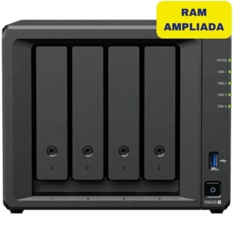 NAS 4-bay Synology DS425+ 6GB DDR4 Torre SATA 2,5/3,5 PCIe NVMe 2,5GbE Intel Celeron
