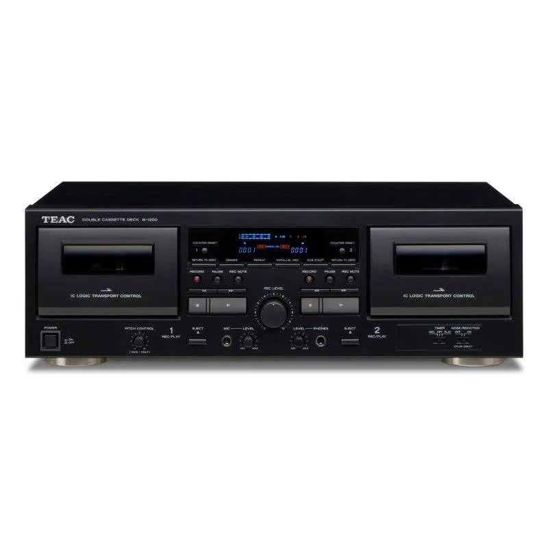 Piastra cassette Teac W-1200 doppia, ingresso USB, nero, microfono integrato