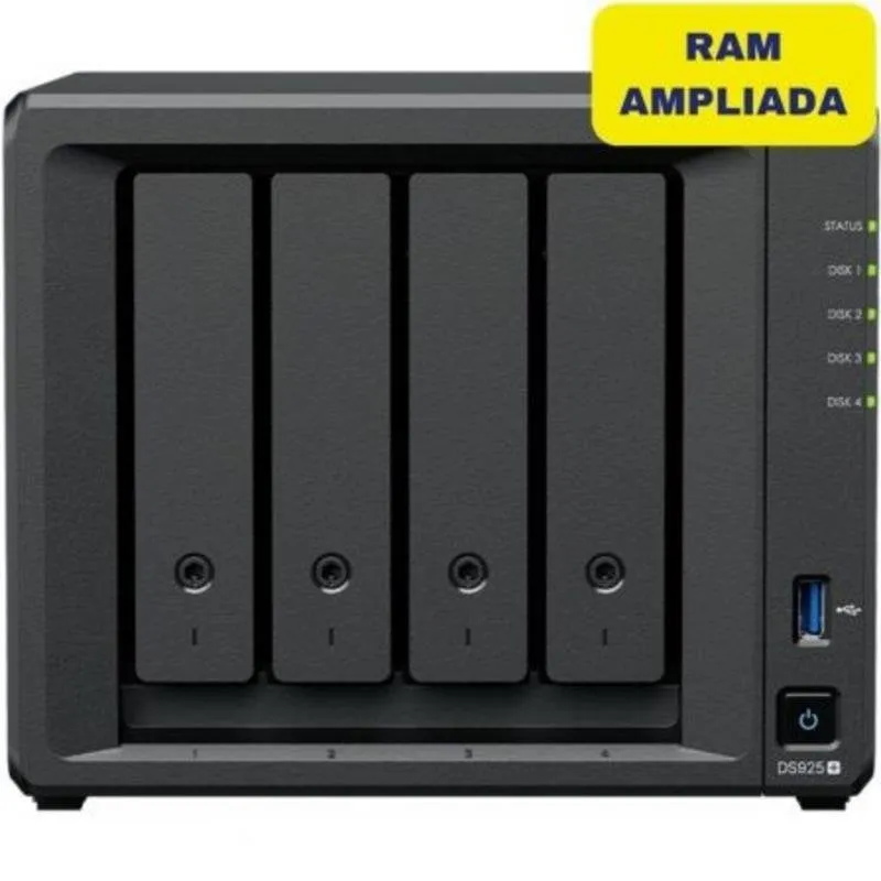 NAS desktop Synology DS925+ 8GB DDR4 4 bay 2.5GbE M.2 NVMe espandibile Torre