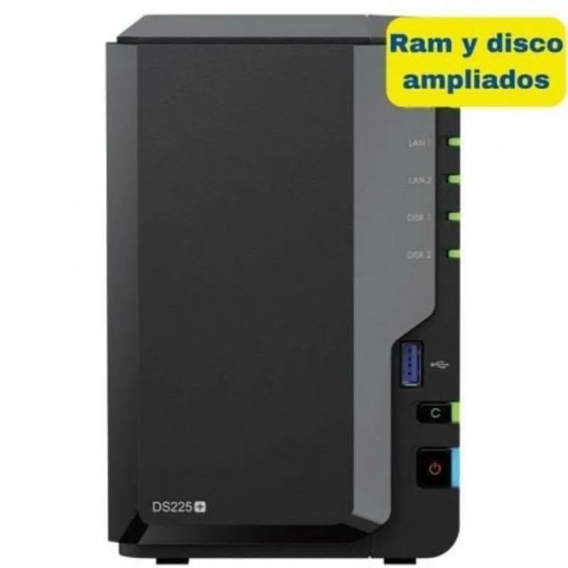 NAS Torre Synology DS225+ 8TB 2 Bay 6GB DDR4 2.5GbE Hot Swap