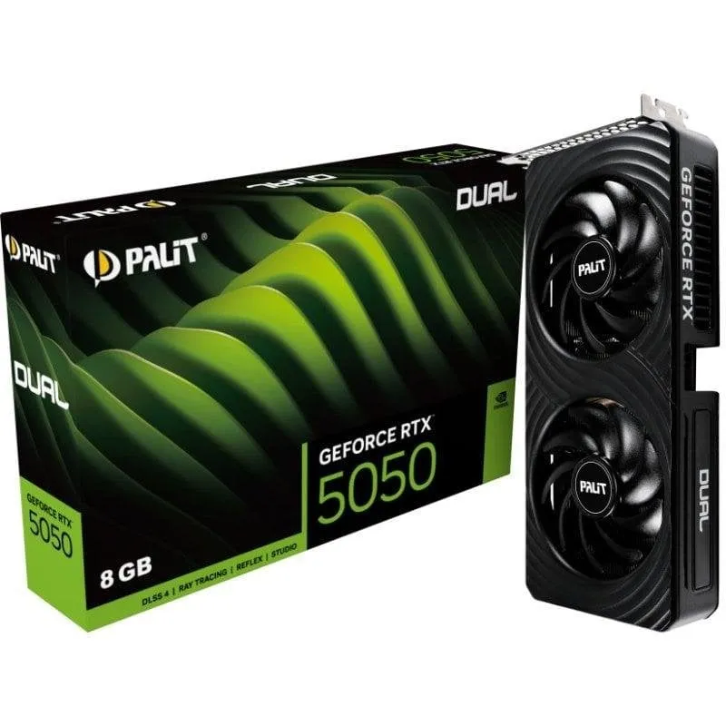 Tarjeta Gráfica Palit GeForce RTX 5050 Dual 8GB GDDR6 Reflex 2 RTX AI DLSS4