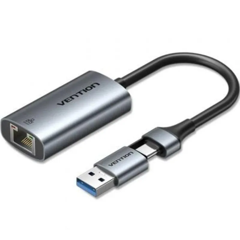 Adattatore USB-C/USB-A Vention CFQHB Ethernet Gigabit 1000Mbps Grigio