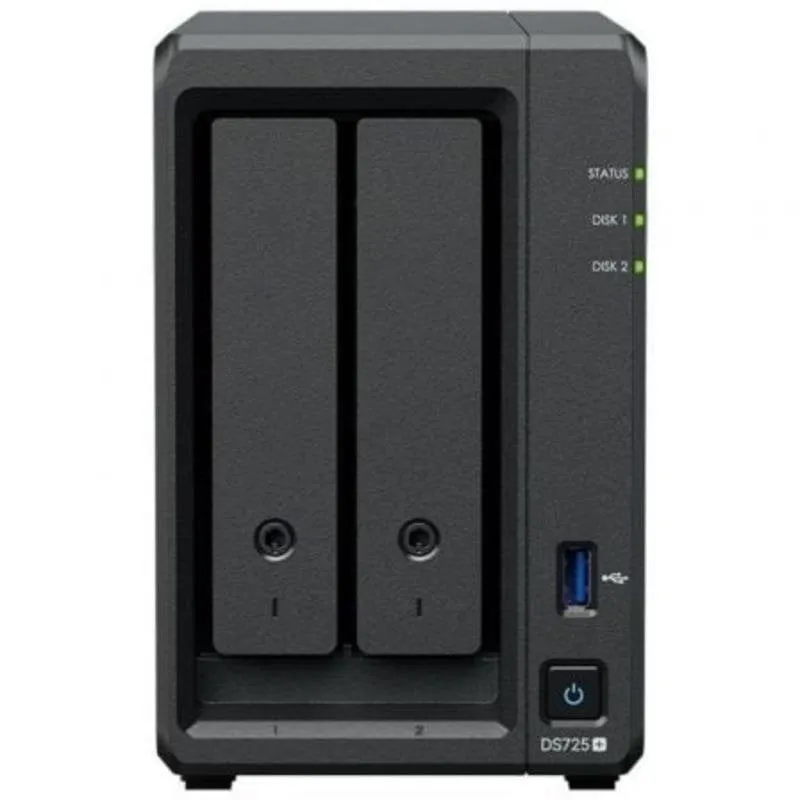 Disco Rigido Interno Synology DS725+ 2 Bay SATA 2.5GbE AMD Ryzen 8GB DDR4 NVMe Cache Torre