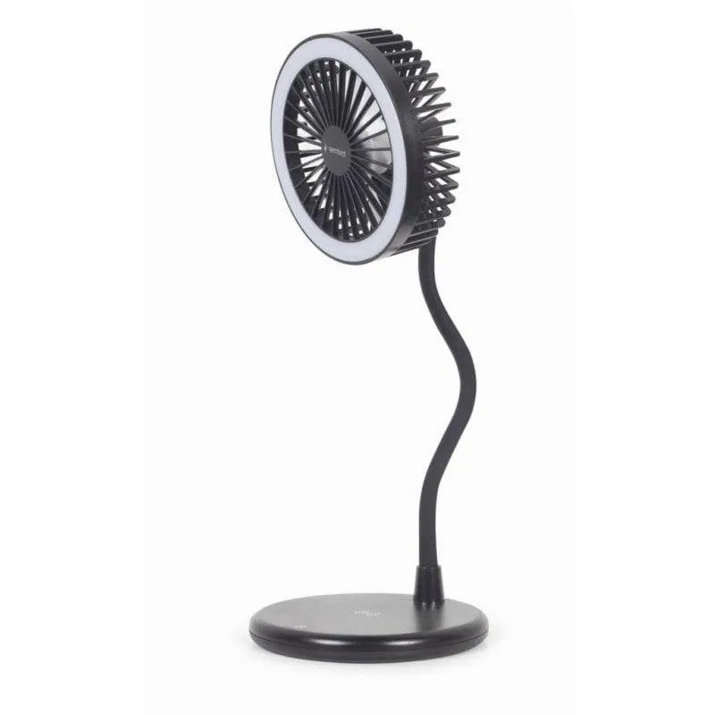 Ventilatore da Tavolo Gembird TA-WPC10-LEDFAN-01 15,3W LED Ricarica Wireless Altezza Regolabile Nero