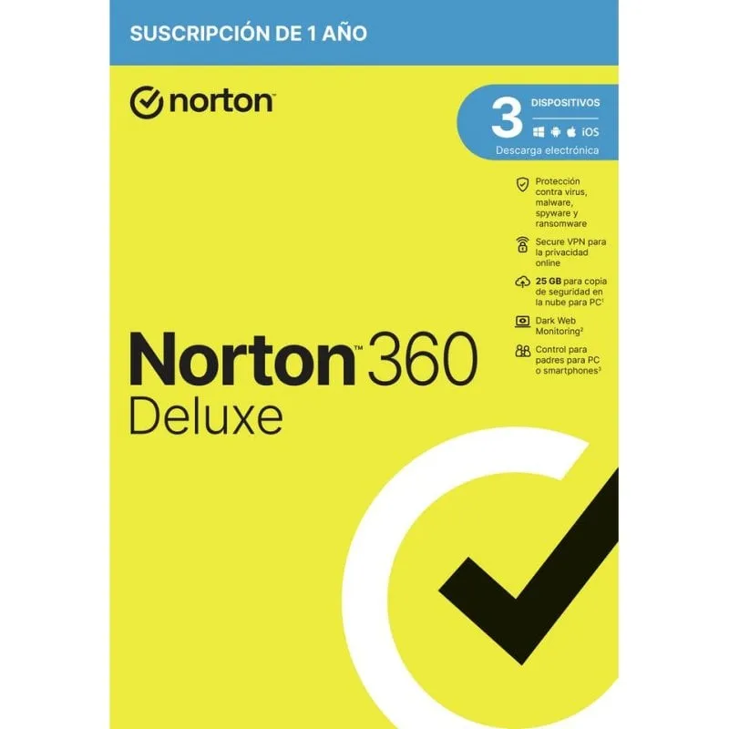 Software Sicurezza Norton 360 Deluxe 1 Licenza 1 Anno Box DVD Windows Mac Android iOS