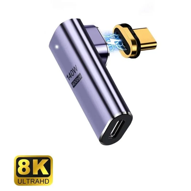 Adattatore magnetico USB-C Ewent EC1049 90° 40Gbps Power Delivery 100W Viola