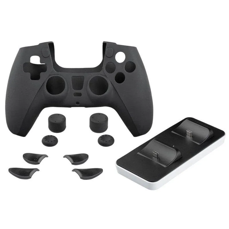 Indeca Controller PREMIUM PACK Caricatore Controller per PS5, USB-C, Nero