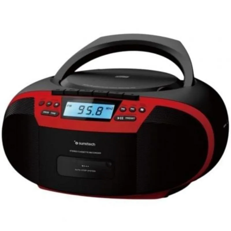 Radio CD Portatile Sunstech CXUM54BTRD Rosso Bluetooth USB Cassette