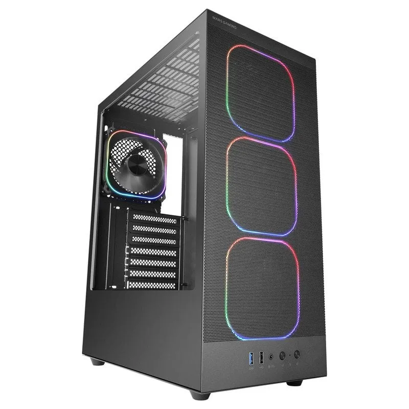 Mars Gaming Mc-nebula ATX Gaming Box 4 ventole ARGB Cablehatch da 120 mm in vetro temperato nero