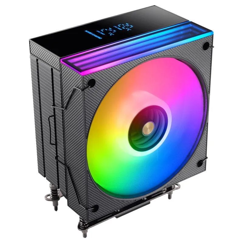 Mars Gaming Mcpu-lcd Dissipatore di calore per CPU 300w Tdp 6x Heatpipes Ventola Argb Schermo LCD da 120mm Nero