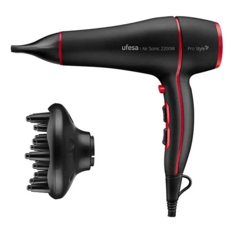 Phon Professionale Ufesa Air Sonic 2200W 3 Temperature 2 Velocità con Diffusore Nero