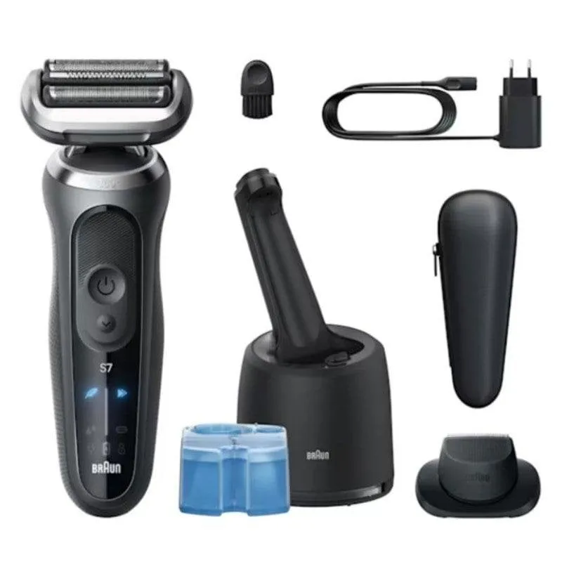 Rasoio Elettrico Viso Braun Series 7 72-C7200CC Senza Filo 60 min Funzionamento a Umido 3 Lame Ricarica Rapida