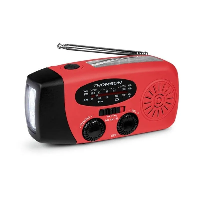 Thomson RT260R Radio Solare di Emergenza FM/AM con Dinamo, Torcia LED e Powerbank 2000mAh