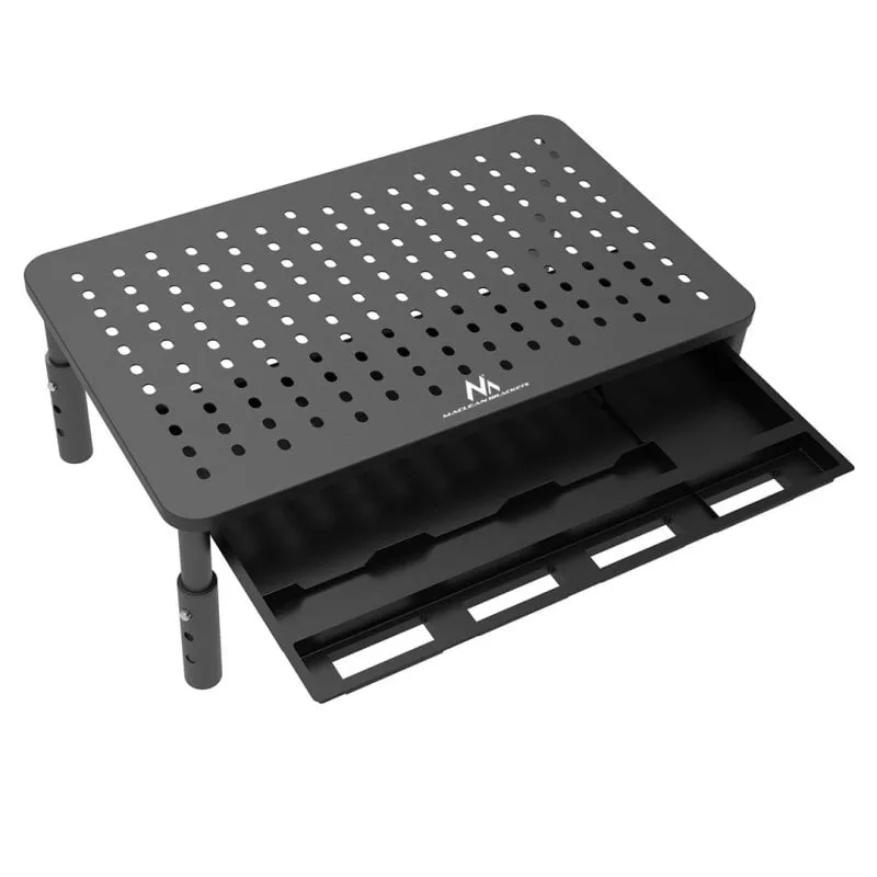 Supporto per monitor per laptop Maclean Mc-946 per laptop da 13" a 32", con regolazione dell'altezza su 3 livelli e cassetto, supporta fino a 20 kg, resistente e ventilato.
