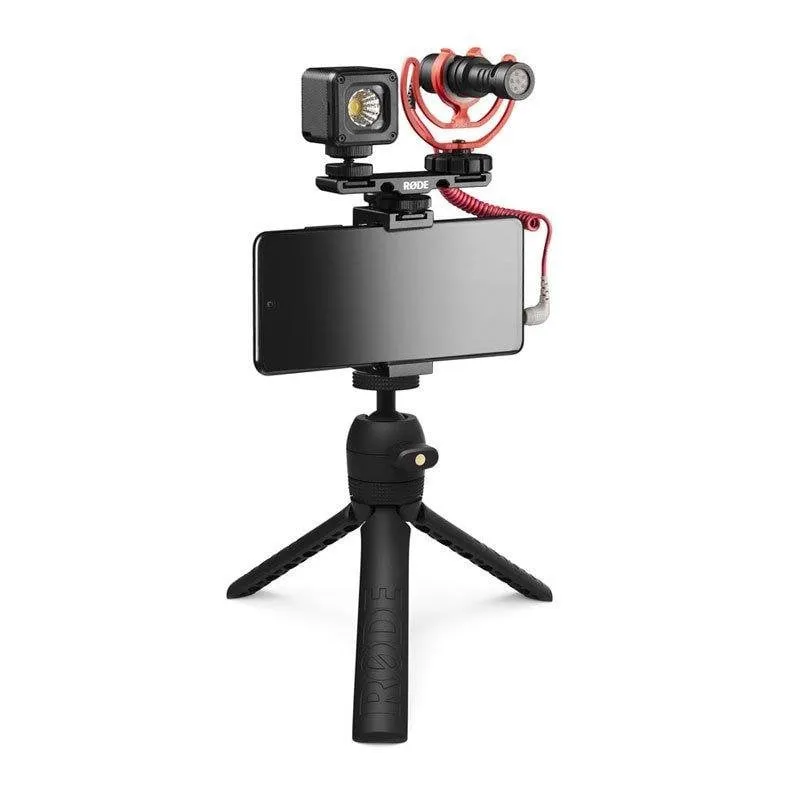 Microfono Rode Vlogger Kit Universal mini-jack cardioide con luce LED e treppiede