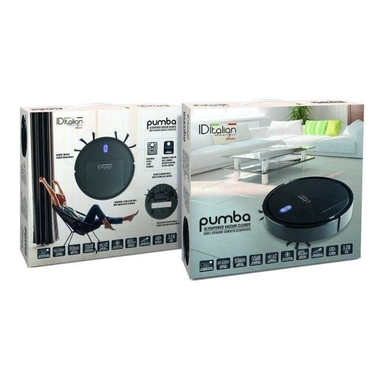 Robot Aspirapolvere Italian Design Pumba Robot Cleaner Navigazione a Sensori 1.800 Pa Silenzioso